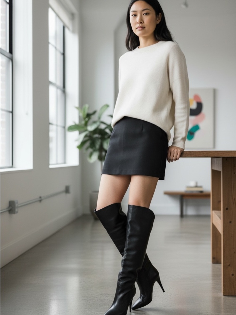 BRAND NEW Saint Laurent YSL Koller 110 Tall Boots, Sz 37, Black Vitello Leather